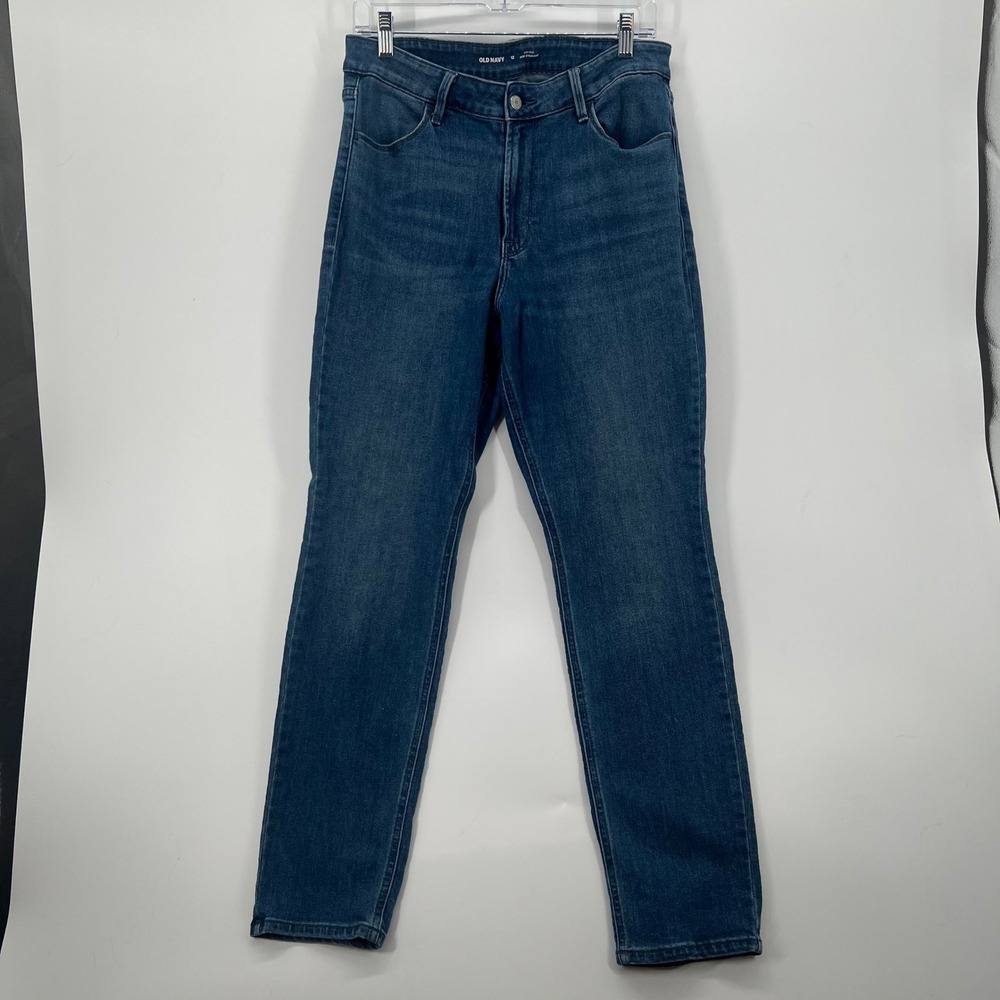Old Navy Womens High Rise Wow Straight Jeans Medium Wash Size 12 Denim